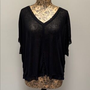 We The Free Free People Black Short Sleeve See Thru Tee size XS